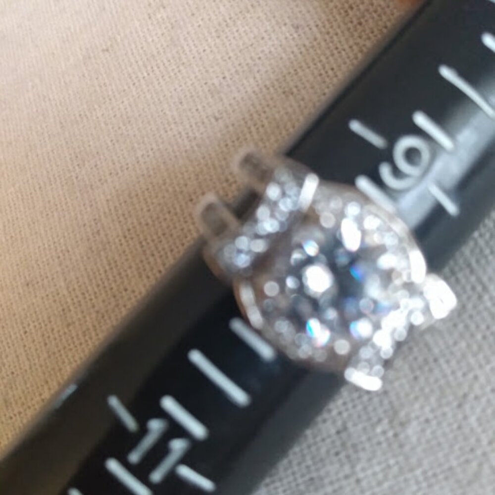 Silver Tone Clear Round Stone Statement Ring . - image 5